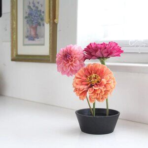 Two's Company 2" Black Square Cast Iron Flower Frog Kansans for Ikebana NWT